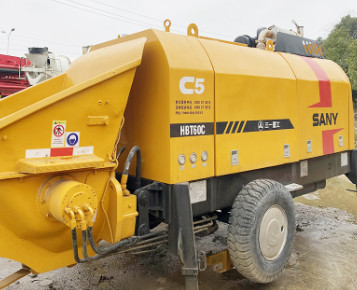 Bomba de concreto estacionária usada 2019 HBT60C 65m3/H com motor a diesel